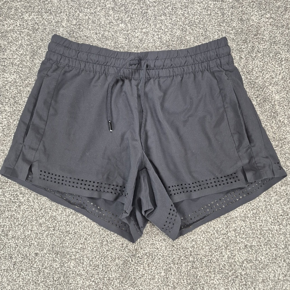 Athleta Baja Short Women's 2 Black Laser Cut Trim 4" Inseam Athletic - Picture 1 of 9